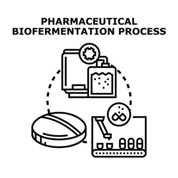 Pharmaceutical biofermentation process vector concept illustration Stock Illustration
