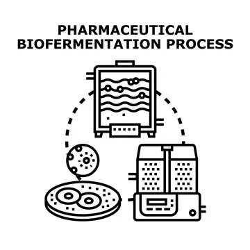 Pharmaceutical biofermentation process vector concept illustration Stock Illustration