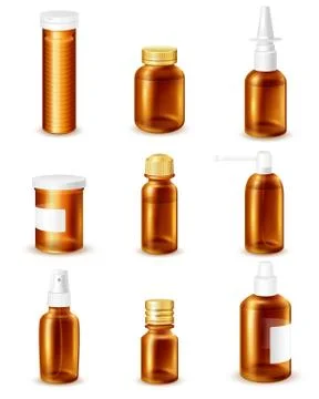 Pharmaceutical Bottles Set Stock Illustration