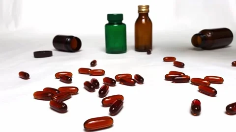 Pharmaceutical bottles on white background. Stock Footage 166575396