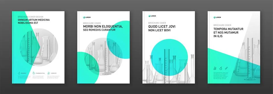 Pharmaceutical brochure cover design layout set Stock Illustration