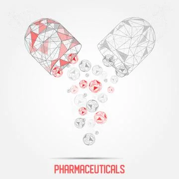 Pharmaceutical capsule vector geometric polygonal art background Stock Illustration