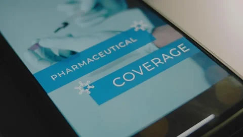 Pharmaceutical Coverage inscription on smartphone screen. Graphic presentation Stock Footage 270602415
