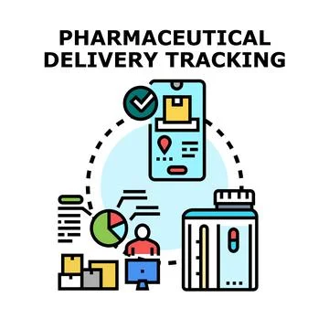 Pharmaceutical delivery tracking system managing global supply chain Stock Illustration