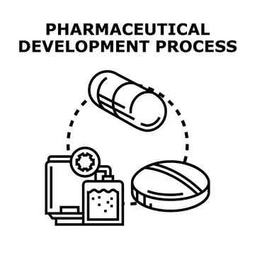 Pharmaceutical development process creating new medicine Stock Illustration