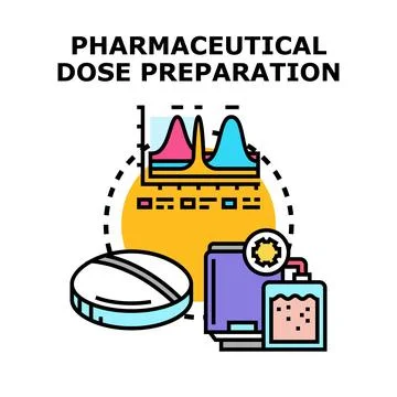 Pharmaceutical dose preparation process with medical elements Stock Illustration