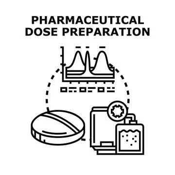 Pharmaceutical dose preparation process with medical elements 스톡 일러스트
