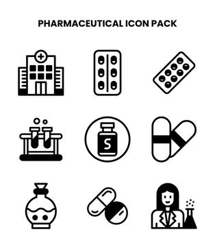 Pharmaceutical DuoTone Bundle Icons Pack Stock Illustration