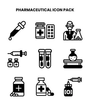 Pharmaceutical DuoTone Graphics Icons Pack Stock Illustration