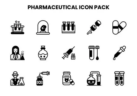 Pharmaceutical DuoTone Graphics Icons Pack Illustrazione stock