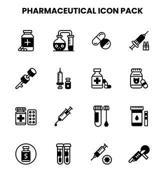 Pharmaceutical DuoTone Icons Pack Stock Illustration