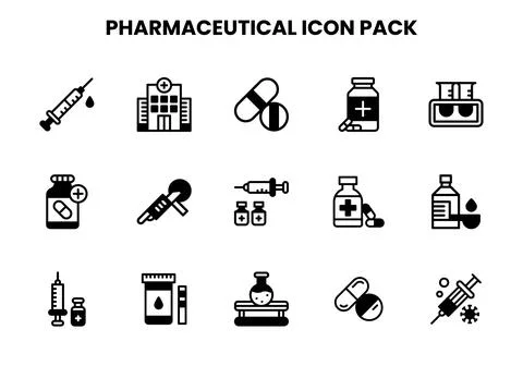 Pharmaceutical DuoTone UI Icons Pack Stock Illustration