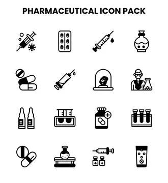 Pharmaceutical DuoTone UI Icons Pack Stock Illustration