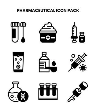 Pharmaceutical DuoTone Vector Icons Pack Stock Illustration
