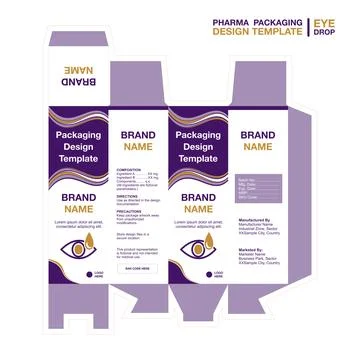 Pharmaceutical Eye Drop Box Packaging Design Template Stock Illustration