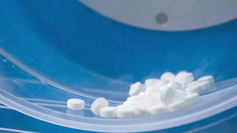 Pharmaceutical Factory Pill Durability Control Process Inside Test Machine Stock Footage 251178626
