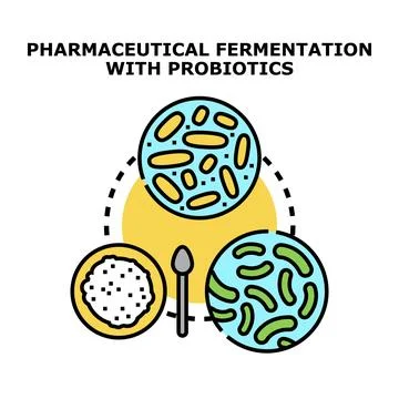 Pharmaceutical fermentation process using probiotics and bacteria Stock Illustration