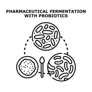 Pharmaceutical fermentation process using probiotics and bacteria Stock Illustration