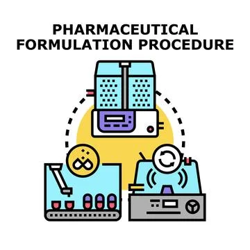 Pharmaceutical formulation procedure producing new medicines Stock Illustration