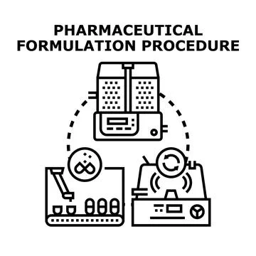 Pharmaceutical formulation procedure producing new medicines Stock Illustration