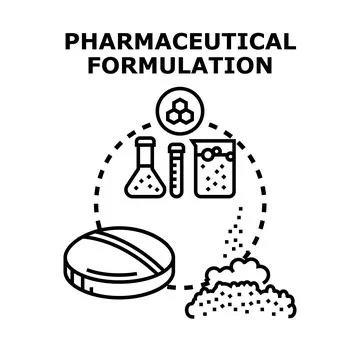 Pharmaceutical formulation process for medicine development Stock Illustration