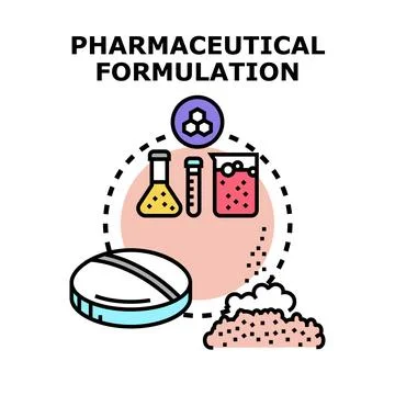 Pharmaceutical formulation process for medicine development Stock Illustration