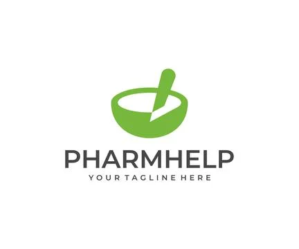 Pharmaceutical Help Logo Design. Pharmacy Vector Design Stock Illustration