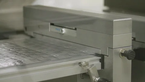 Pharmaceutical industry close up. Pills and tablets production. Medical factory Stock Footage 86231259