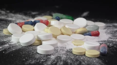 Pharmaceutical industry. Making tablets, pills and other medications. Stock Footage 263744175