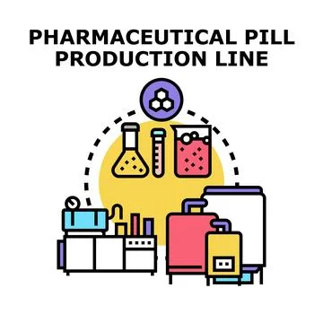 Pharmaceutical industry manufacturing process automation line イラスト素材