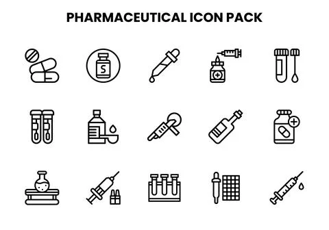 Pharmaceutical Line Collection Icons Pack Stock Illustration