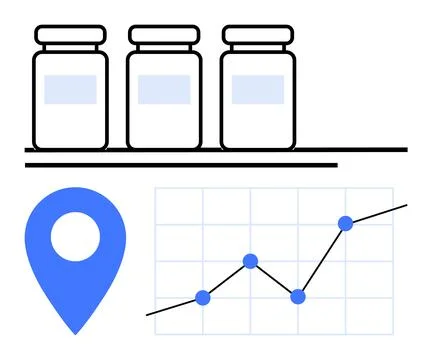 Pharmaceutical logistics, data analytics, supply chain, market growth, health Illustrazione stock