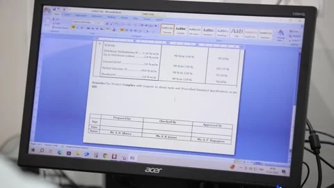The pharmaceutical manager is making the CSS work analyzing sheet of production  Stock Footage 303541953