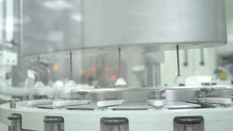 Pharmaceutical manufacturing line automatic machine at factory. Production Stock Footage 99714477