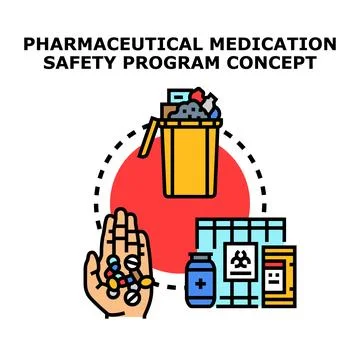 Pharmaceutical medication safety program concept illustration 스톡 일러스트