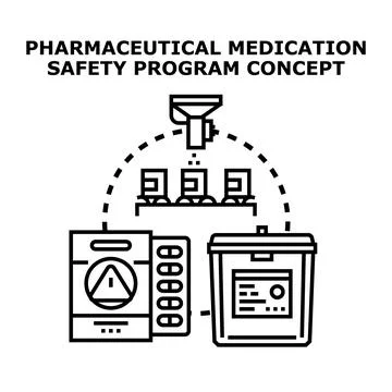 Pharmaceutical medication safety program concept protecting drug manufacturin Stock Illustration