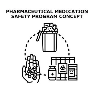 Pharmaceutical medication safety program concept illustration Stock Illustration