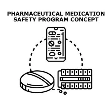 Pharmaceutical medication safety program concept illustration Stock-Illustration