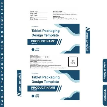 Pharmaceutical Medicine Packaging Design Template, Modern Healthcare Brand Box Stock Illustration