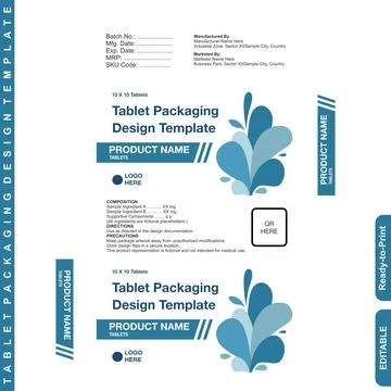 Pharmaceutical Medicine Packaging Design Template, Modern Healthcare Brand Box Stock Illustration