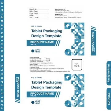 Pharmaceutical Medicine Packaging Design Template, Modern Healthcare Brand Box Stock Illustration