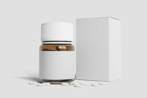 Pharmaceutical Packaging Mockup - 3d rendering Stock Illustration