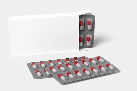 Pharmaceutical Packaging Mockup - 3d rendering Stock Photos