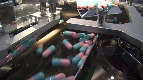 Pharmaceutical Pill Drug Factory Capsule Medicine Vitamin Opioid Industry Plant  Stock Footage