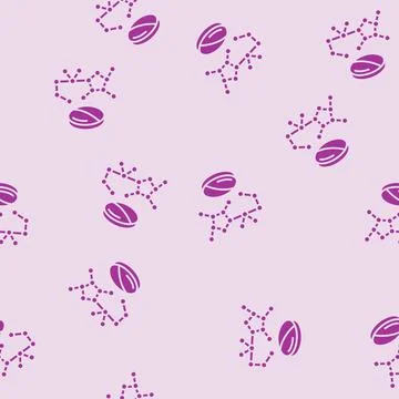 Pharmaceutical pill with molecular structure glyph seamless pattern 库存插图