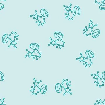 Pharmaceutical pill with molecular structure line seamless pattern Stock Illustration