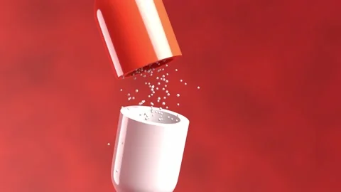 Pharmaceutical pill opens, antibiotic or active principle representation Video stock 204895506