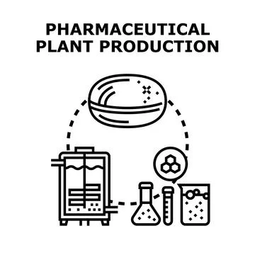 Pharmaceutical plant production process creating medicine capsule Stock Illustration
