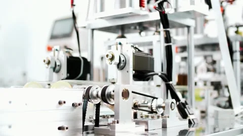 Pharmaceutical Production Machinery Operating Inside Clean Factory Facility Stock Footage 328916552