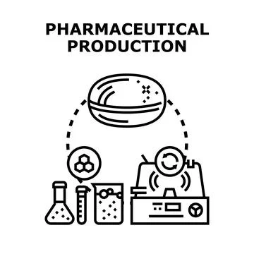 Pharmaceutical production process creating new medical drugs 스톡 일러스트
